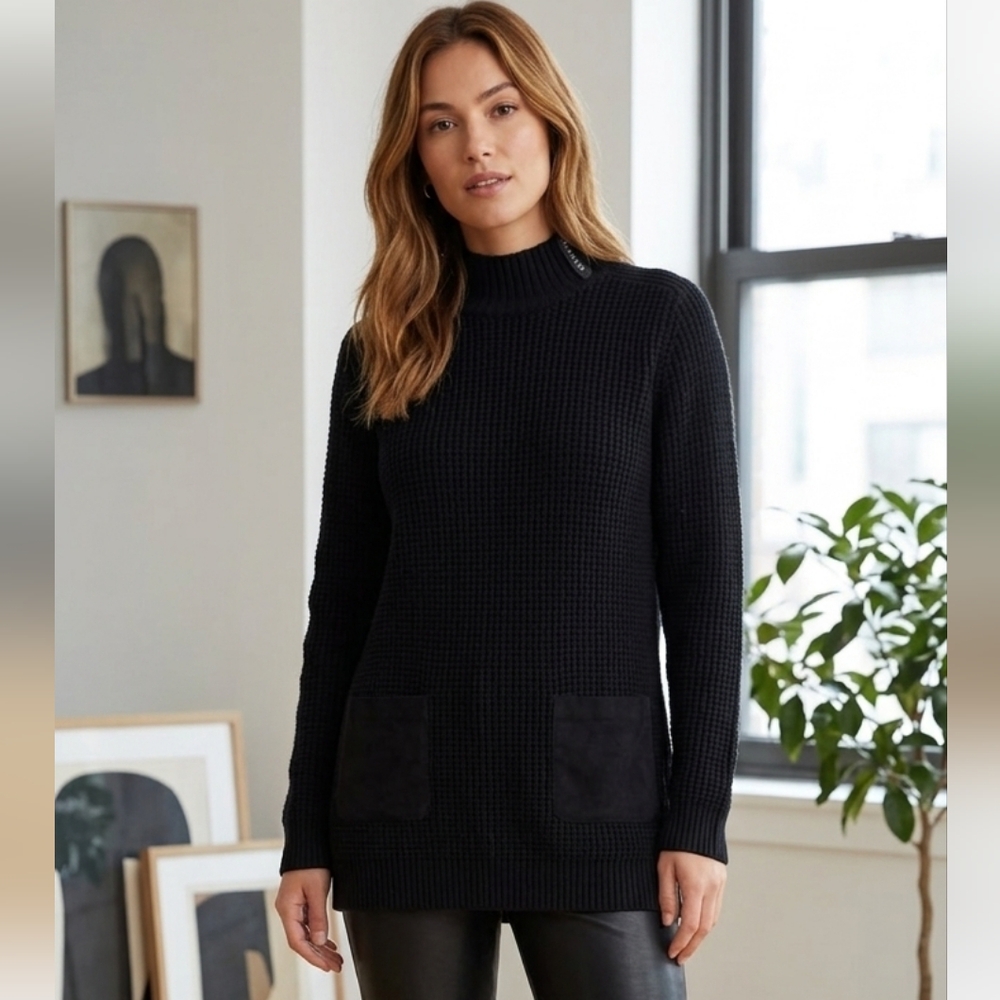Banana Republic Black Turtleneck Tunic Sweater for Women EUC